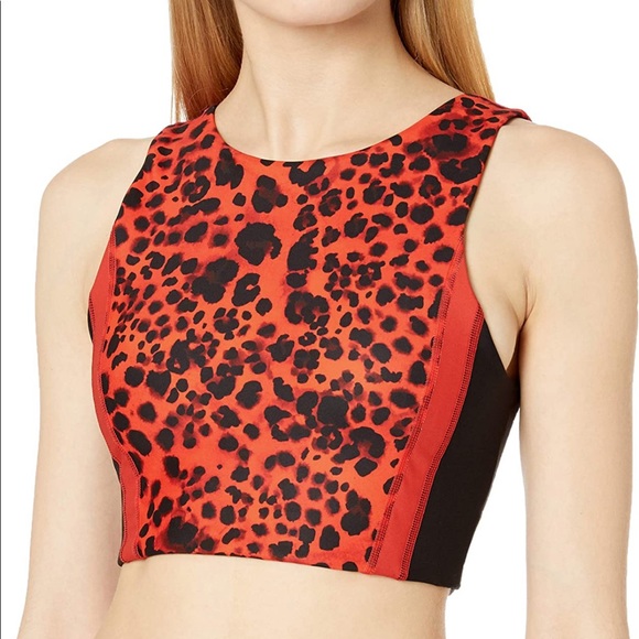 NEW Betsey Johnson Water Leopard Striped Longline Bra Poppy S - Picture 1 of 10